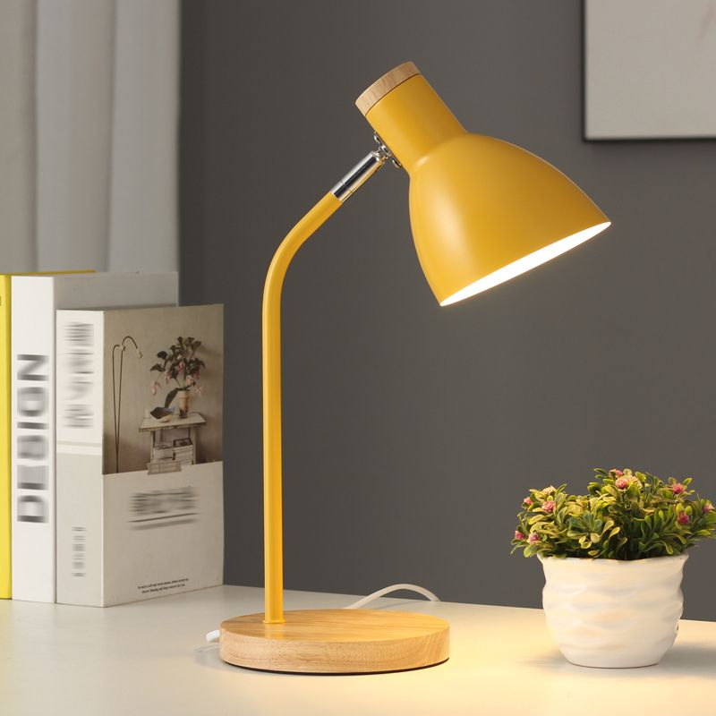 Macaron Simplicity Cone Table Lamp Metallic Nightstand Lamp for Bedroom