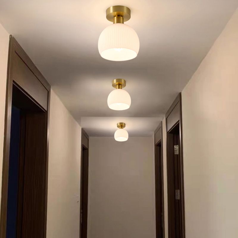 Contemporary Ceiling Lamp Glass Shade Flush Mount Light Fixture