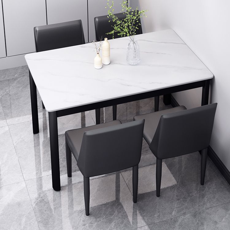 Table à manger en pierre de style industriel Table rectangle de base 4 jambes pour la maison