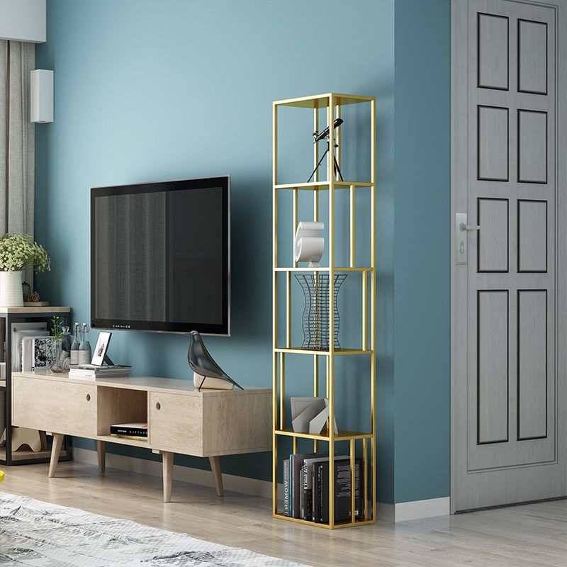 Glam Open Back Bookcase Standard Metal Bookshelf with Shelves