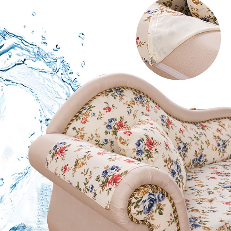 Traditional One Armed Accent Chair Fabric Rolled Arms Chaise