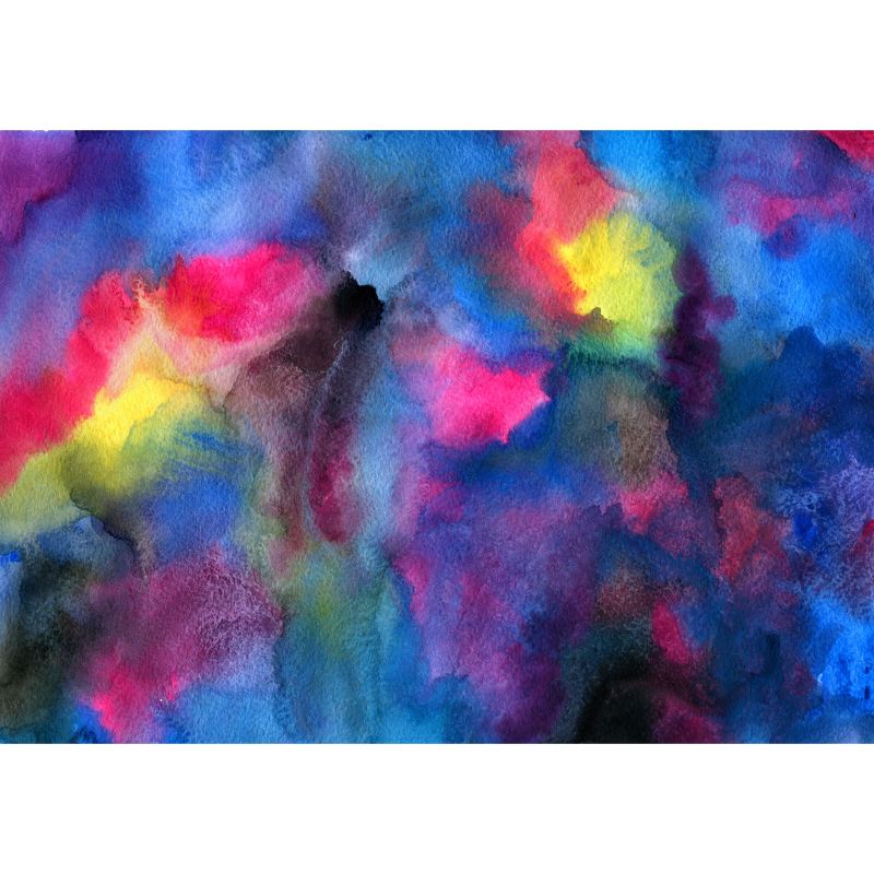 Non-Woven Washable Wall Mural Art Deco Hand Painted Abstract Wall Covering in Blue