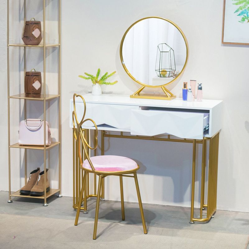 15.74" Wide White Gold Makeup Counter Glam Vanity Tables with Drawers