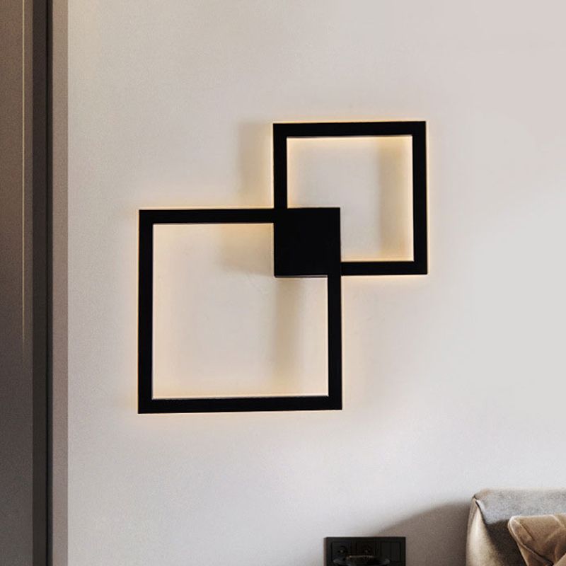 LED Dining Room Sconce Light with Picture-Frame Acrylic Shade Black/White Wall Lighting Ideas in Warm/White Light