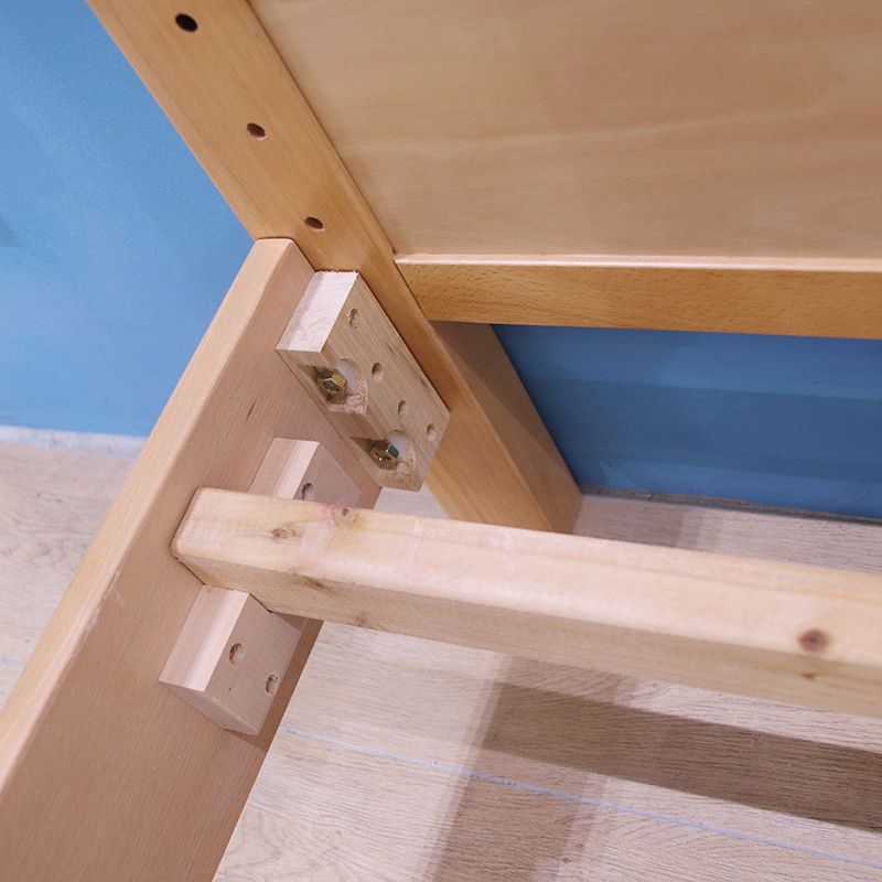 Rectangular Natural Standard Bed Mid-Century Modern Beech Panel Bed