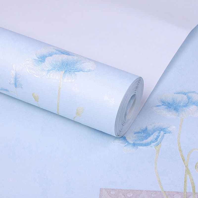 Unpasted Non-Woven Wallpaper Floweret Teens Bedroom Wall Decor in Pastel Color, 54.2-sq ft