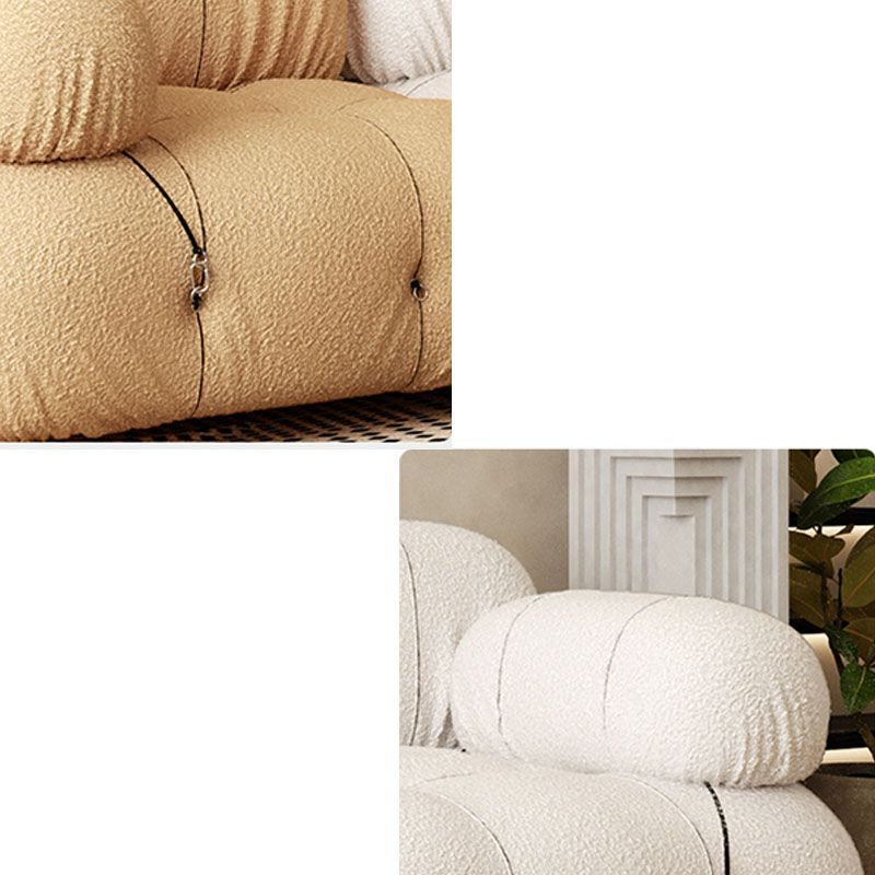 35.4" Wide Contemporary Seating Cushions Round Arm Sofa in Beige and Brown