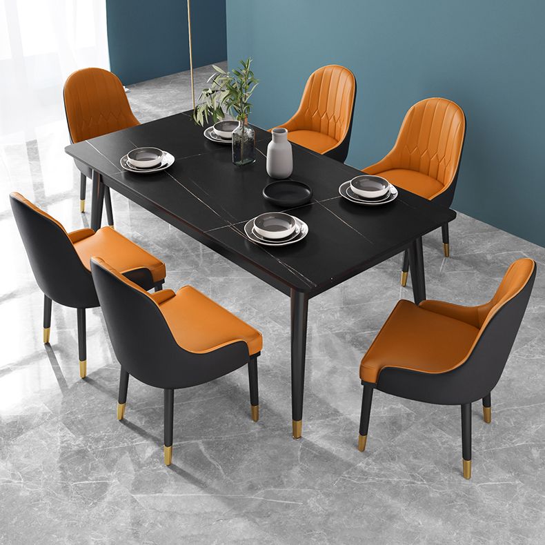 Glam Rectangle 1/3/4/5/7 Pieces Dinette Set Metal Legs Indoor Dining Table Set