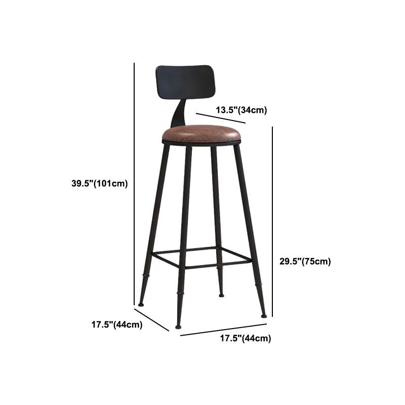 Contemporary Metal Barstool Wood Counter Stool in Matte Finish for Indoor