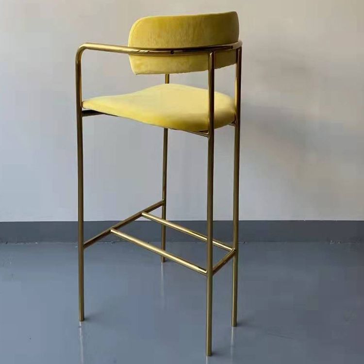 Glam Gold Legs Bar Stools Living Room Upholstered Bar Stool with Footrest
