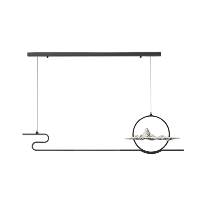 Contemporary Linear Pendant Lighting Fixtures Metal 2 Light Island Light Fixtures