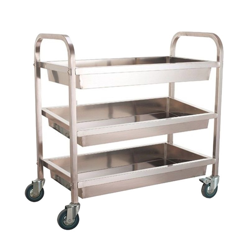 Modern Kitchen Trolley Metal Open Storage Kitchen Trolley in Silver