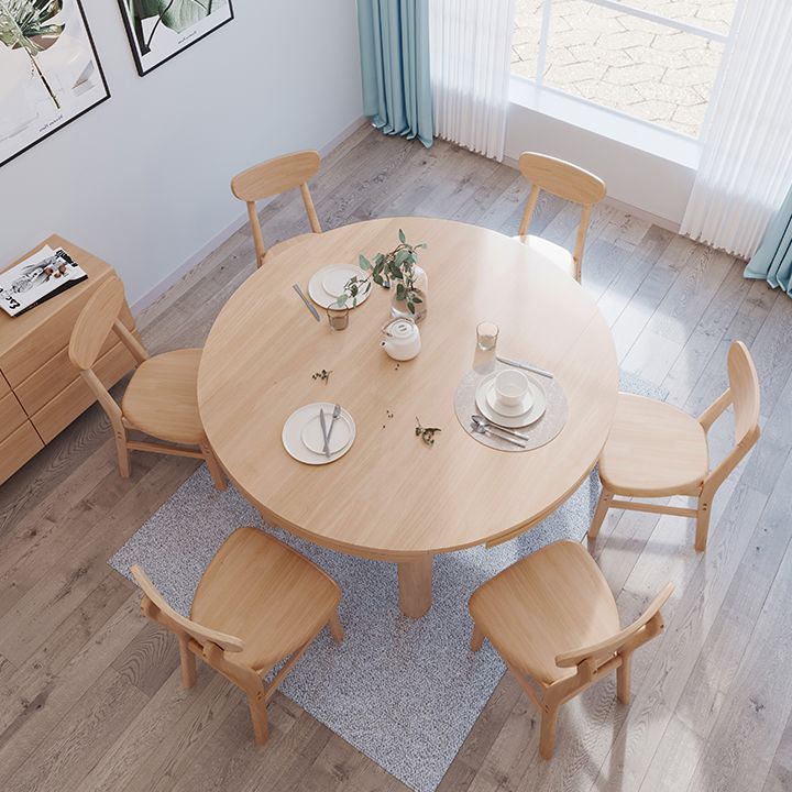 Contemporary Extendable Solid Wood Dining Table Kitchen Standard Dining Table with 4 Legs Base