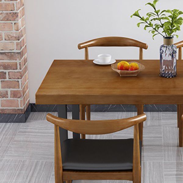 Metal Industrial Rectangle Furniture Pine Solid Wood Top Dining Table with Sled Base