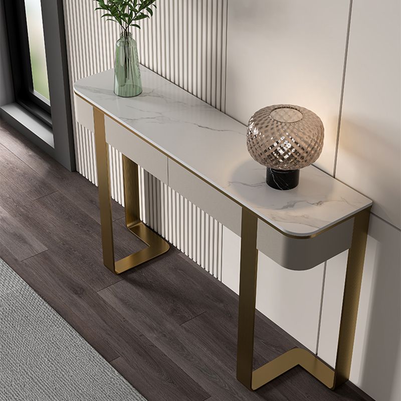 Modern Stone Accent Table Stain Resistant 33.46" Tall Console Table