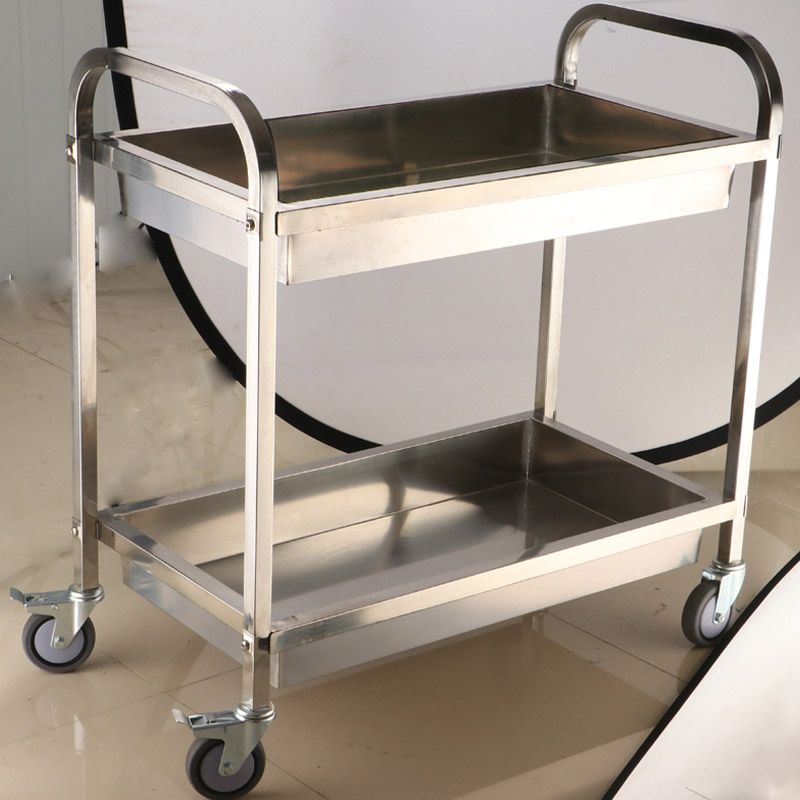 Modern Kitchen Trolley Metal Open Storage Kitchen Trolley in Silver