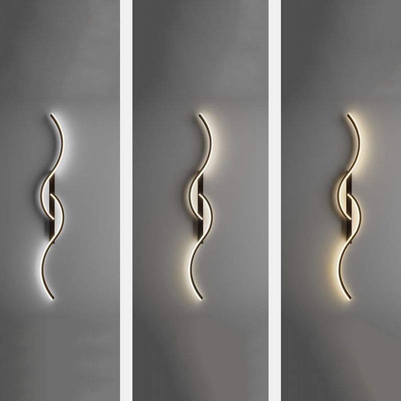 Linear Shape Metal Wall Light Modern Style 2 Lights Wall Light Sconce in Black