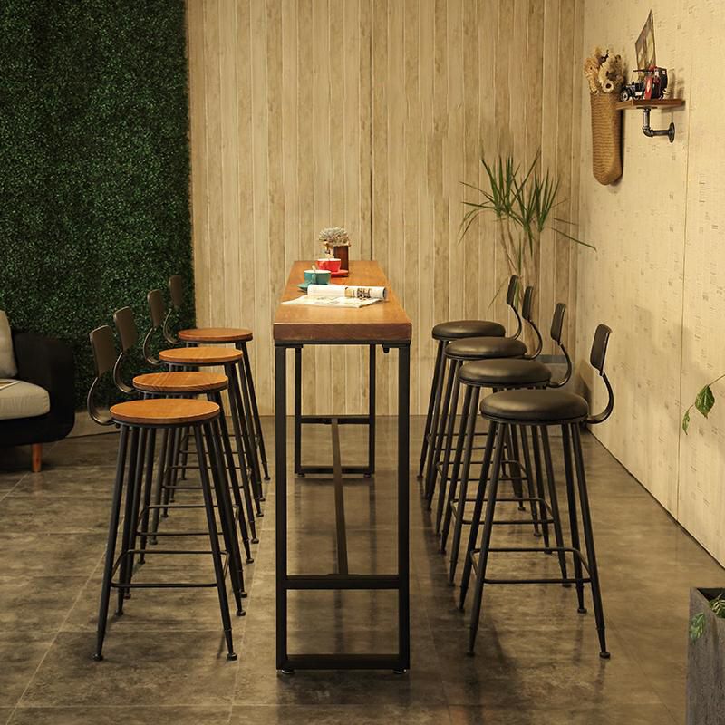 Industrial Bar Table Set 1/5/9 Pieces Rectangle Wood Counter Table with Stools for Bar