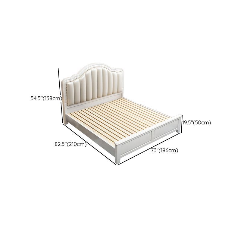 Scandinavian Wood Arched Standard Bed, White Panel Headboard Bed