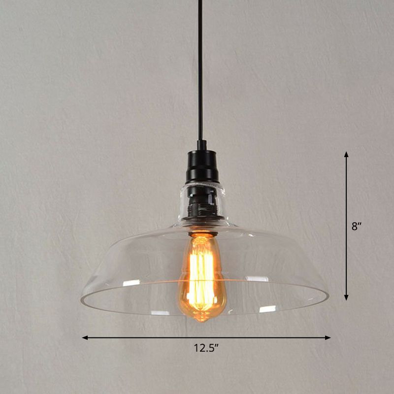 Pot Cover Glass Hanging Lamp Vintage Style Single-Bulb Restaurant Lighting Pendant
