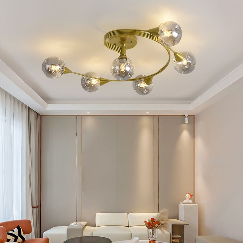 Glass Round Ceiling Lighting Nordic-Style Ceiling Light Fixture for Living Room
