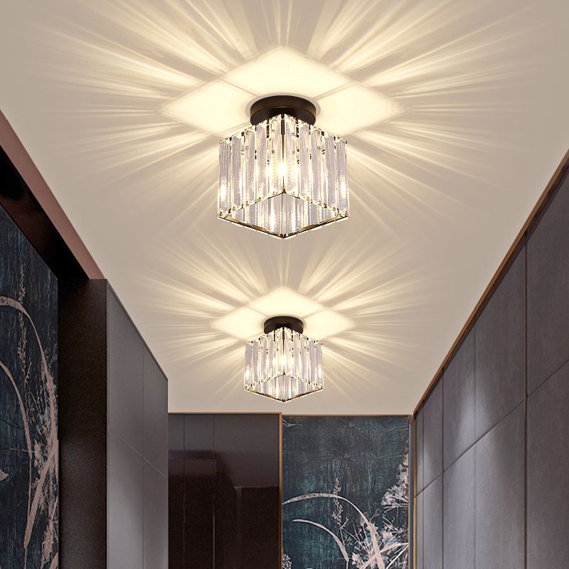Geometric Flush Ceiling Light Contemporary Crystal Prism LED Flush Mount Lighting Fixture