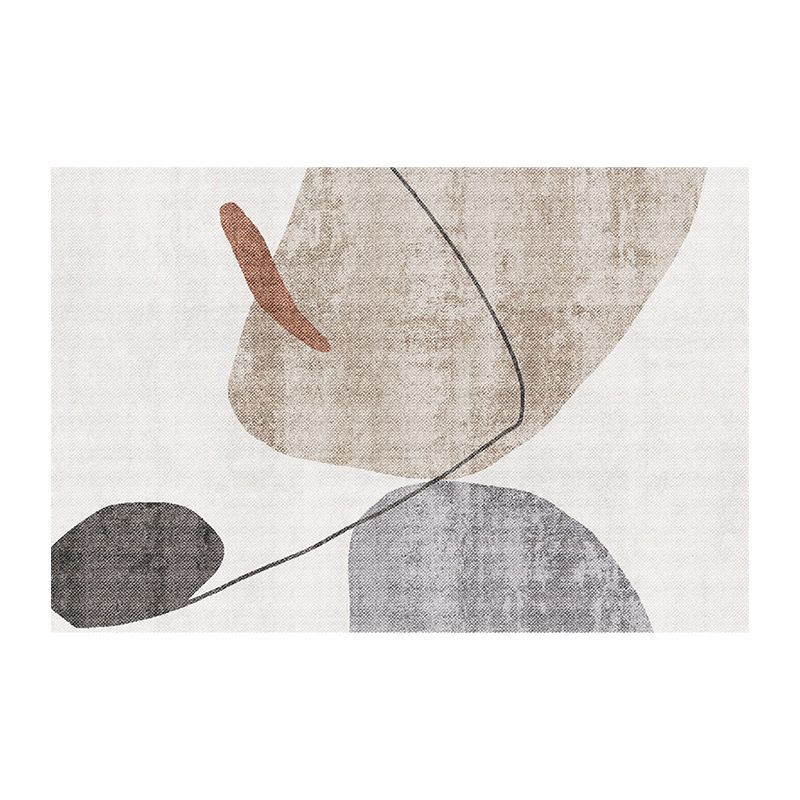 Light Grey Casual Rug Polyester Striped Indoor Rug Washable Rug for Home Decor