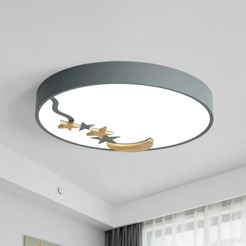 Plafonnier encastré rond acrylique simple LED encastré luminaire avec étoile et lune décor