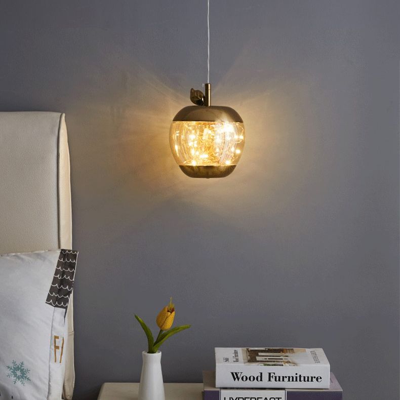 Éclairage pendentif à LED de pomme en verre contemporain 1 lampe suspendue à la tête pour salle à manger