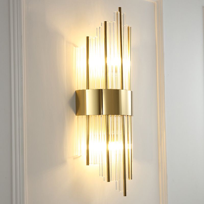 Crystal Geometric Shape Wall Sconce Modern Style 2 Lights Wall Light Fixture in Gold