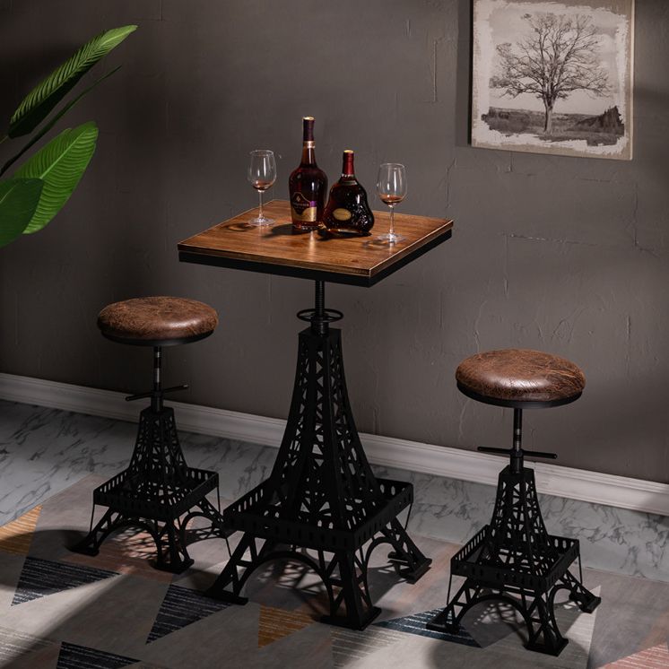 1/3 Pieces Industrial Style Bar Table Set Solid Wood Bar Table Set