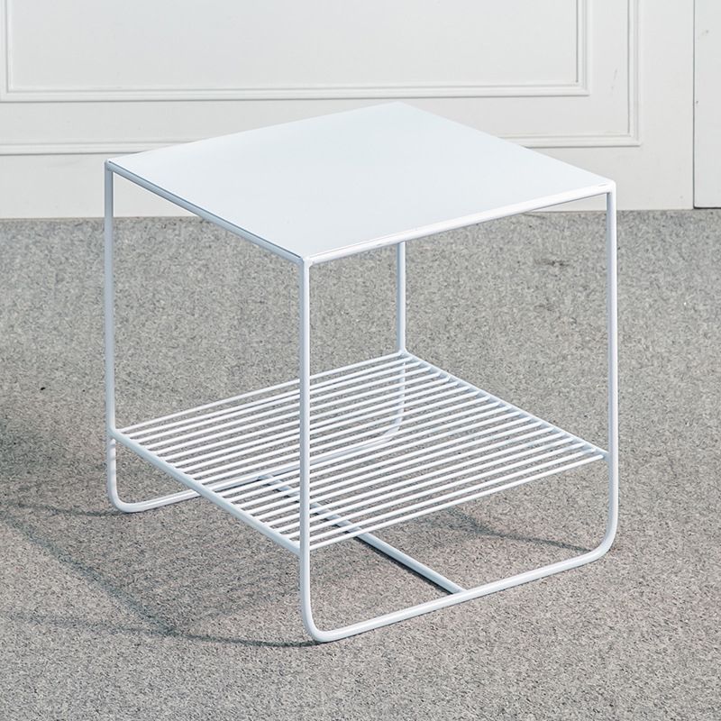 Mid-Century Modern Cocktail Table Metal Square Single Coffee Table