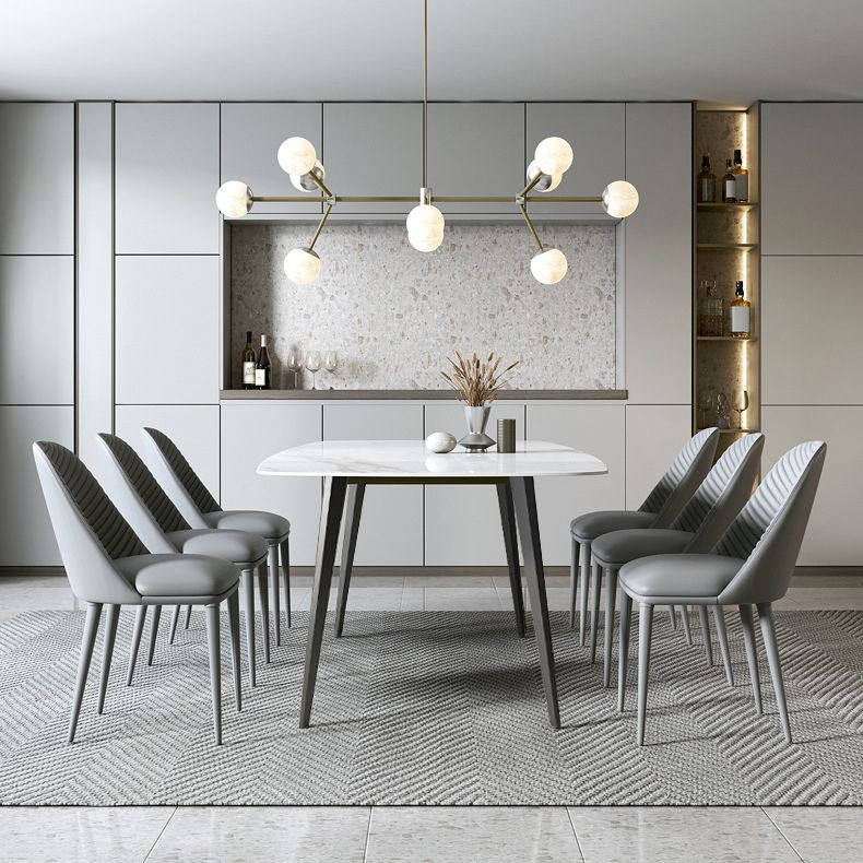 Contemporary Rectangle Table Steel Base Dining Table with 4 Legs