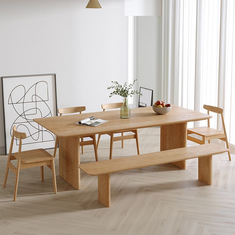 Modern Pine Wood Indoor Table for Restaurant Rectangle Dining Table with Double Pedestal