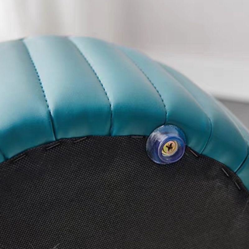 Contemporary Plain Ottoman Faux Leather Round Footstool Ottoman