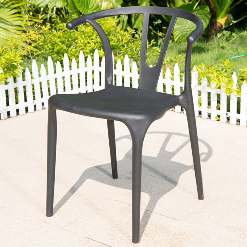 Contemporary Plastic Outdoors Dining Chairs Stacking Patio Dining Chair
