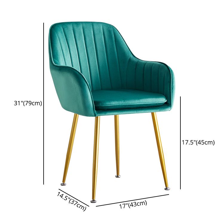 Scandinavian Dining Arm Chair Solid Back Side Chair with Metal Legs for Home Use