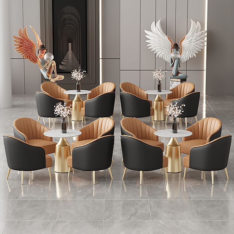 Glam Round Dining Table Set 1/5 Pieces Dinette Set with White Stone Top