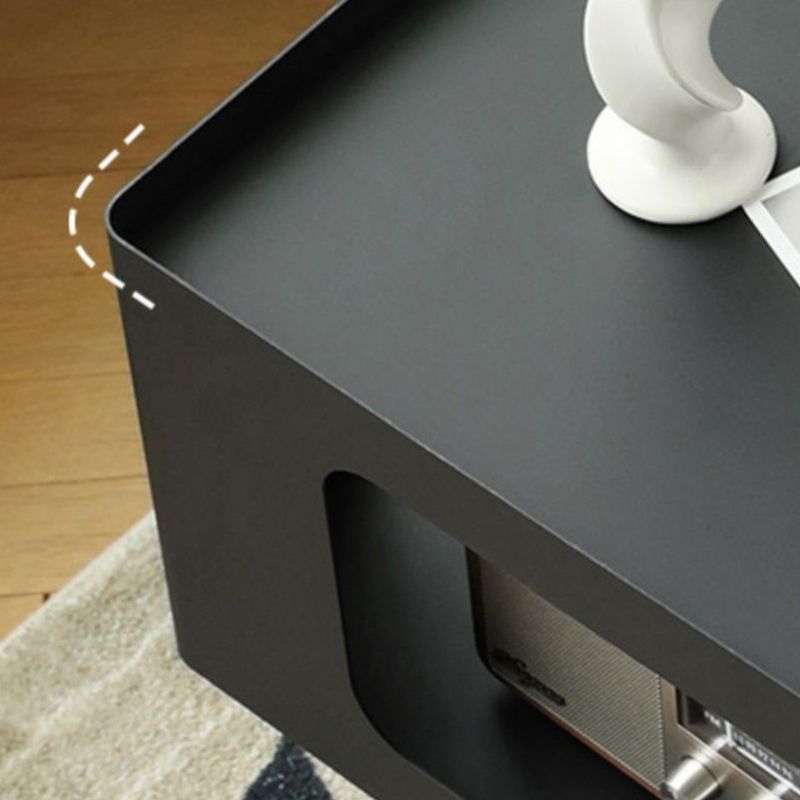 Abstract End Table Sqaure Top Accent Side Table With Shelves