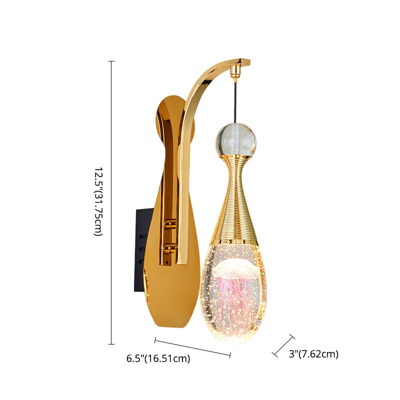 Nordic Style LED Sconce Light Fixture Teardrop Wall Lighting Fixture with Crystal Shade