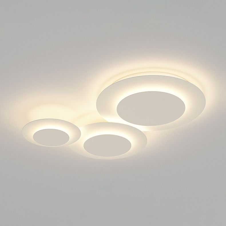Plafonnier LED de forme circulaire acrylique moderne 3 lumières encastré pour chambre à coucher