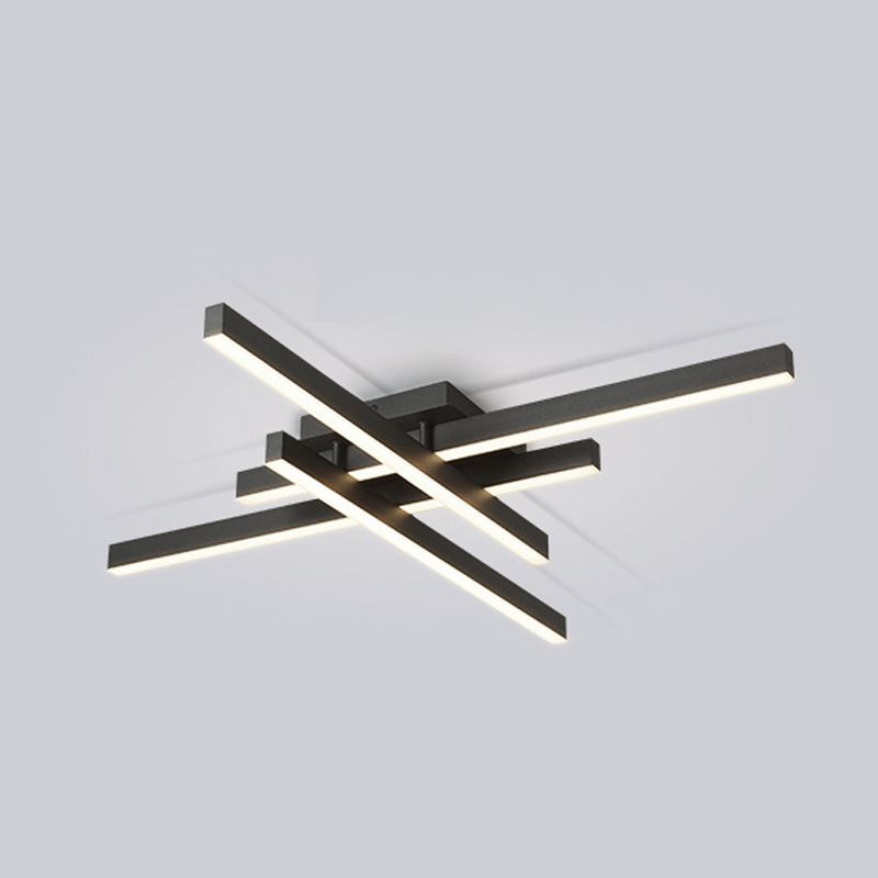 Plafonnier LED noir en acrylique, plafonnier linéaire en aluminium de Style moderne pour espaces intérieurs