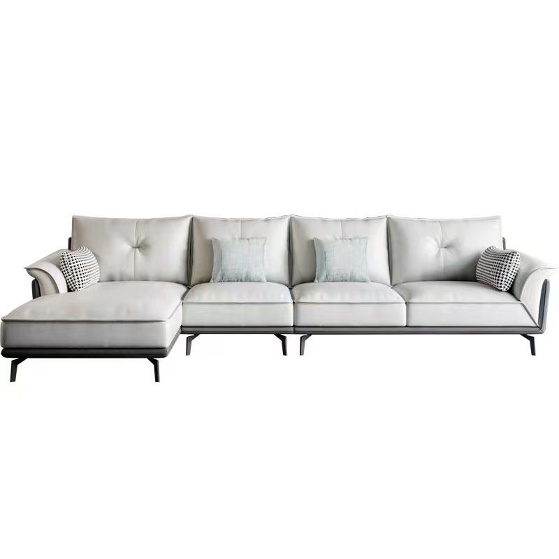 Black 4-seat Flared Arm Sectional Pillow Back Stain-resistant Sectional