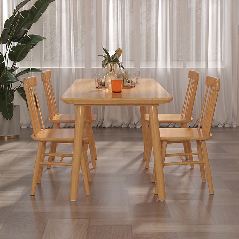 Modern Rectangle Wood Dining Table 1/4/5 Pieces Dining Set for Living Room