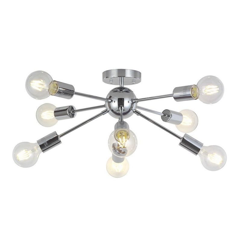 8 Light Ceiling Lighting Retro Iron Sputnik Design Semi Flush Mount Lighting for Living Room