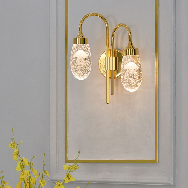 Iluminación de pared de 1 luces de oro de 1 luces de estilo moderno de cristal de cristal Ideas de iluminación de pared