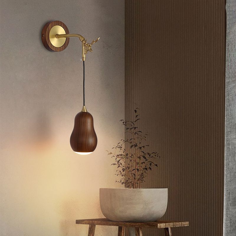 Modernism Wooden Wall Mounted Sconce 1-Light Wall Light for Foyer