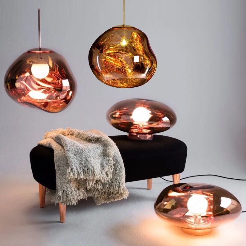 Contemporary Colorful Glass Hanging Light Creative Metallic Pendant Lighting Fixture