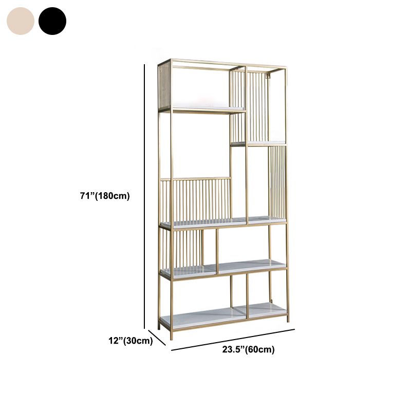 70.9" Tall Metal Book Shelf With Rectangular Shelves Bookshelf Open Back