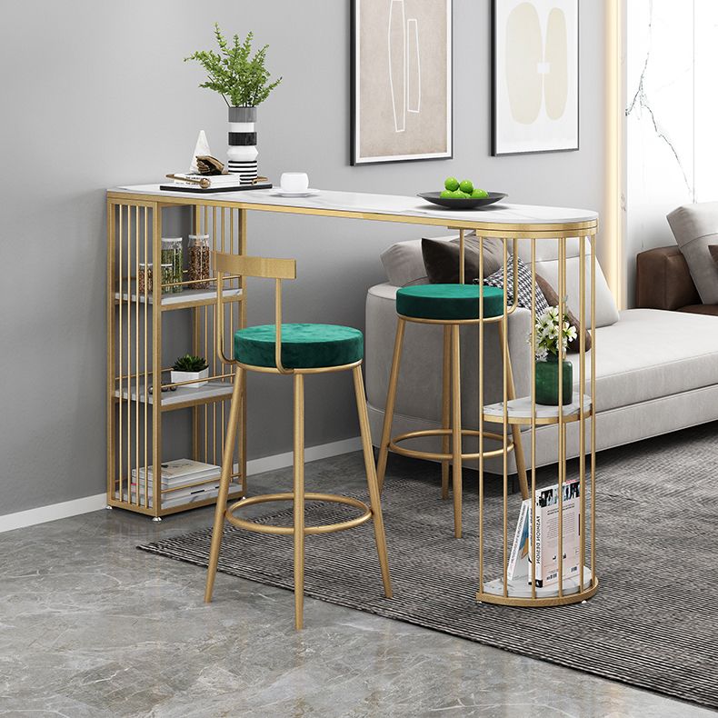 Modern Bar Dining Table Indoor Bar Height Pub Table Iron Base with Shelves